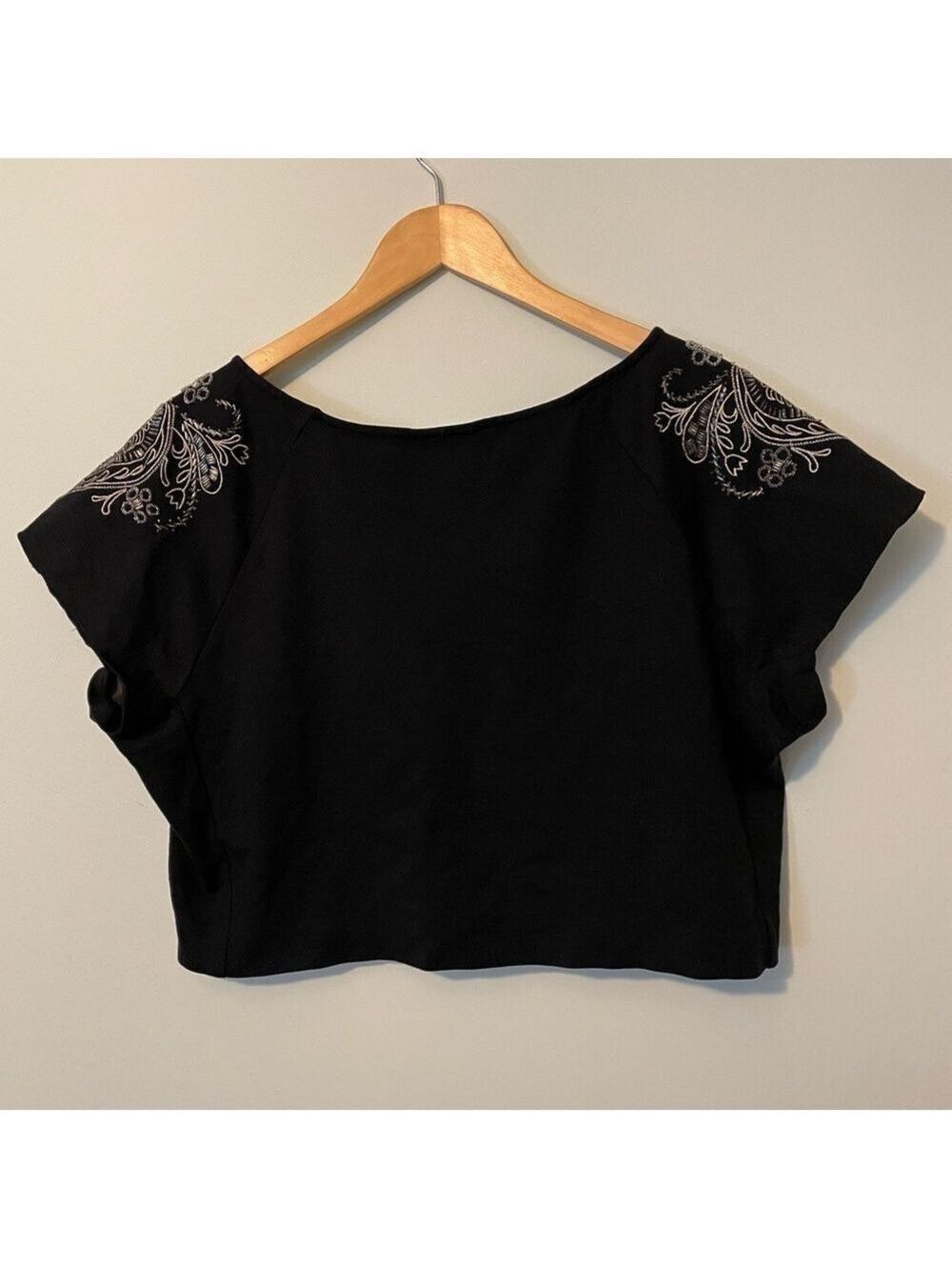 Lela Rose Lane Bryant Crop Top Beaded Black Size 14 - Picture 6 of 6